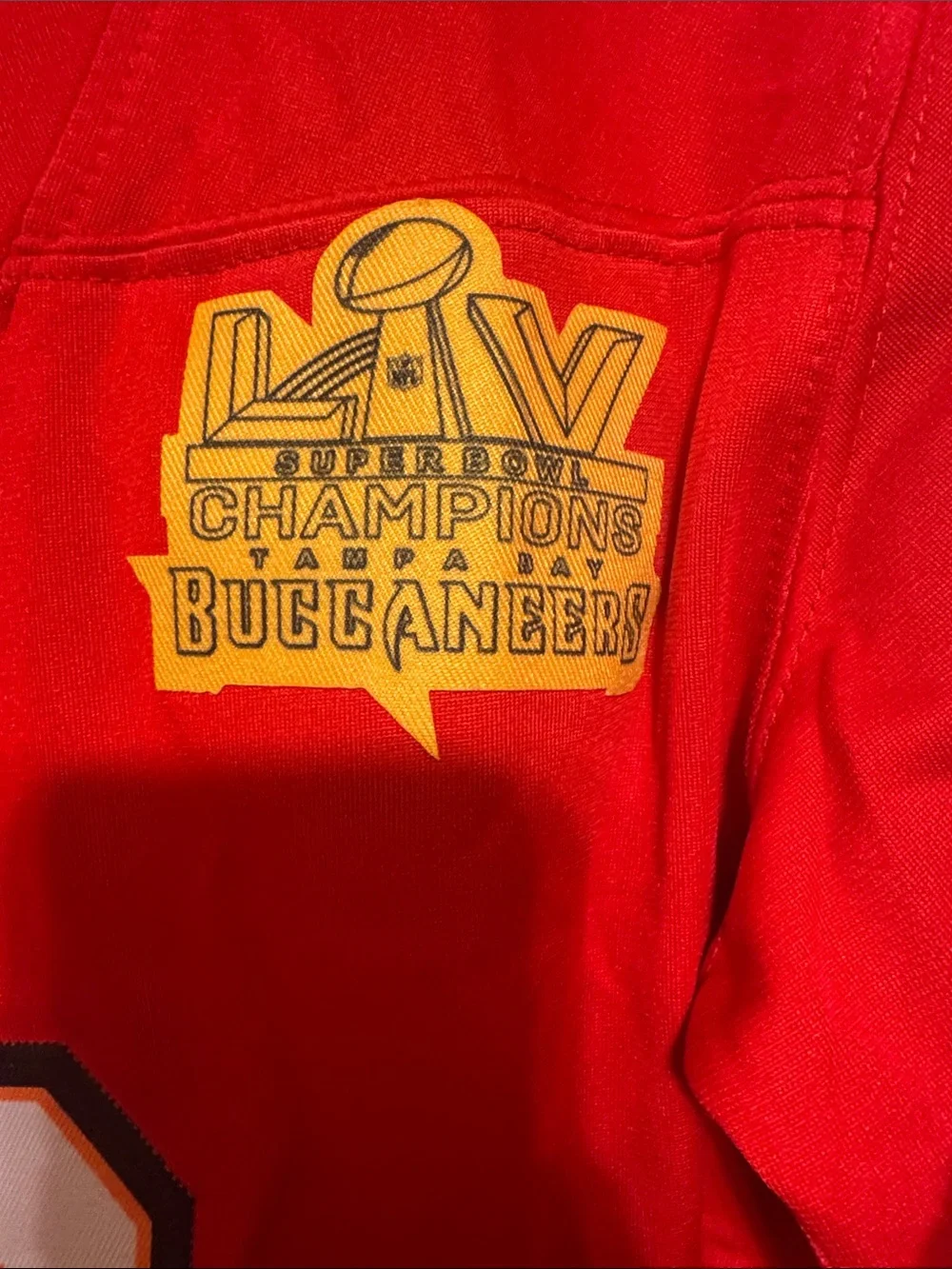 Nike kids Red Buccaneers #12 Jersey with Black Trim